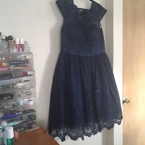 Chi chi London ModCloth navy blue lace dress beautiful! Size 16